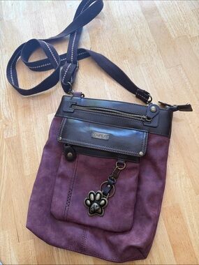 Chala Plum Purple Crossbody Bag with Paw Charm
